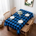 thumbnail image 1 of Black Blue Plaid Table Cloth Waterproof Tablecloths, Country Buffalo Checked Gingham Tablecloth Dining Table Cover for Kitchen Party Tabletop Outdoor, Rectangle Tablecloth 60x84 Inch, 1 of 9