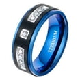 thumbnail image 1 of Black Blue Plated Matte 8mm Titanium Steel Mens Ring Men Wedding Band AAA CZ Man Ring, 1 of 7