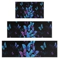 thumbnail image 1 of Black Blue Purple Butterfly Pattern Kitchen Rugs Sets Of 3,Kitchen Runner Rugs Non Skid Washable,Decorative Kitchen Floor Mats for Kitchen,Sink,Laundry,17"x30"+ 17"x47" + 17"x59", 1 of 6