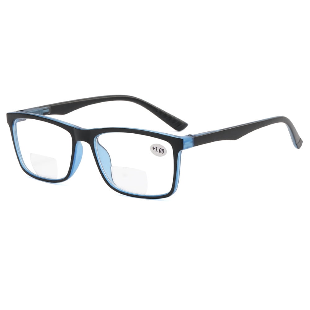 Black blue retro rectangle bifocal reading glasses 1 50 for men