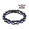 thumbnail image 1 of Black & Blue Squared Motorcycle Bracelet with Clear Gemstones - Small, 1 of 1