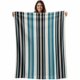 thumbnail image 1 of Black Blue Striped Blanket Soft Cozy Warm Throw Blanket for Couch, Plush Fuzzy Flannel Fleece Blankets for Sofa, Farmhouse Modern Stripes Art Bed Blankets Lightweight Gifts for Women, 40"x60", 1 of 9