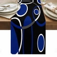 thumbnail image 1 of Black Blue Table Runner - 90 Inch Long, Kitchen Dining Table Runner Dresser Scarves, White Circle Geometric Abstract Texture Farmhouse Decor for Coffee Tables Wedding Party Banquet, 1 of 8