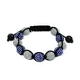 thumbnail image 1 of Bling Jewelry Womens Blue Pave Crystal Ball Shamballa Inspired Bracelet Black Cord String, 1 of 2