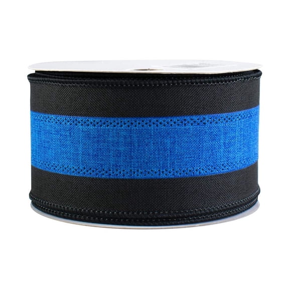 Black and Blue Wired Ribbon - 2 1/2" x 10 Yards, 4th of July, America 250 Anniversary, Police Support, Law Enforcement Appreciation, Thin Blue Line Awareness, Birthday, Fundraiser, State Officials