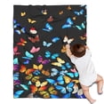 thumbnail image 1 of Black Blue Yellow Butterfly Pattern Blanket,Comfortable Soft Flannel Throw Blanket,All Season,Warm Lightweight Blankets for Sofa Bed Couch Living Room Chair,30"x40", 1 of 4