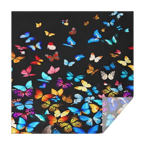 Black Blue Yellow Butterfly Pattern Square Tablecloth,Waterproof Square Table Cover,Wipeable Spillproof Washable Table Cover for Home Kitchen Party Decor 42"X42"(107x107cm)