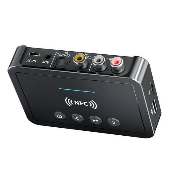 Black Bluetooth 5.0 Transmitter Receiver Wireless 3.5MM Adapter AUX NFC to 2 RCA Audio Accessory TAPDRA Spare Part