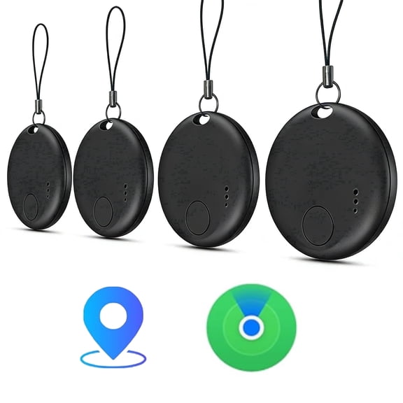 Black Bluetooth GPS Tracker, 4 Pack iOS Only Item Finder for Keys Wallet Luggage, Smart Tracker Works with Find My Device