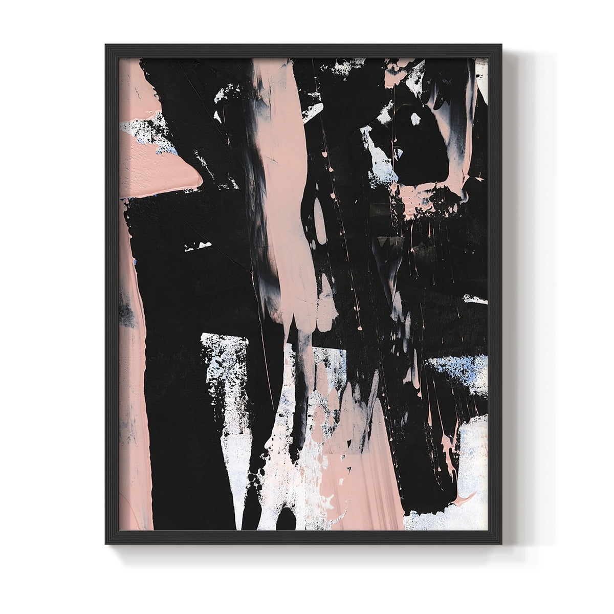 Black & Blush I Framed Print in Black Solid Wood Framed Print No Nail Hanging