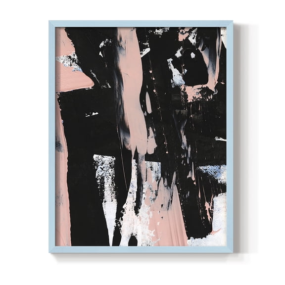 Black & Blush I Framed Print in Blue Solid Wood Framed Print No Nail Hanging