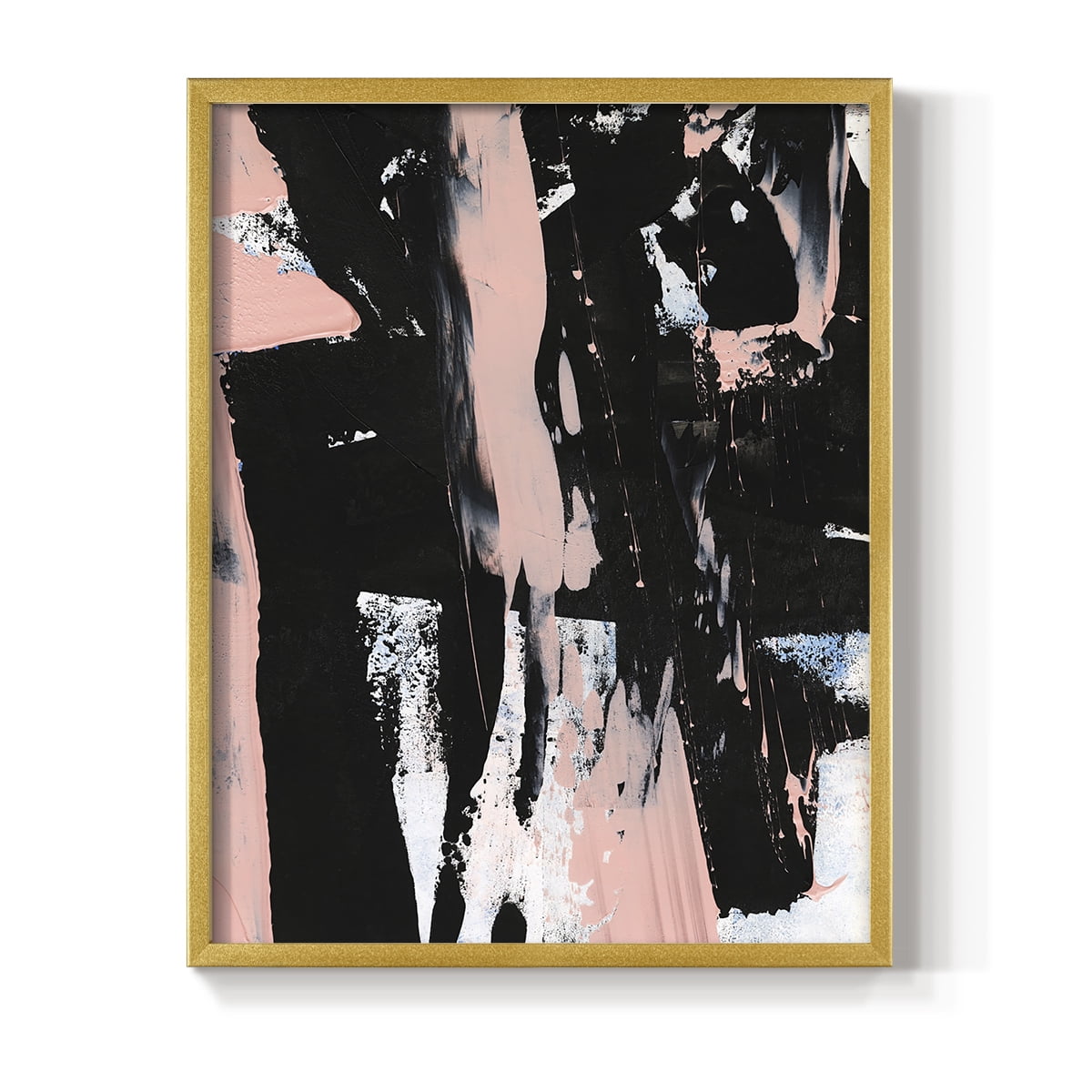 Black & Blush I Framed Print in Gold Solid Wood Framed Print No Nail Hanging