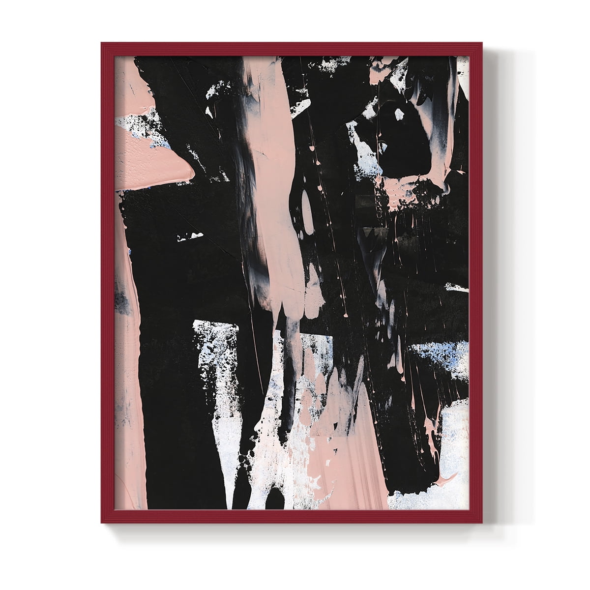 Black & Blush I Framed Print in Red Solid Wood Framed Print No Nail Hanging