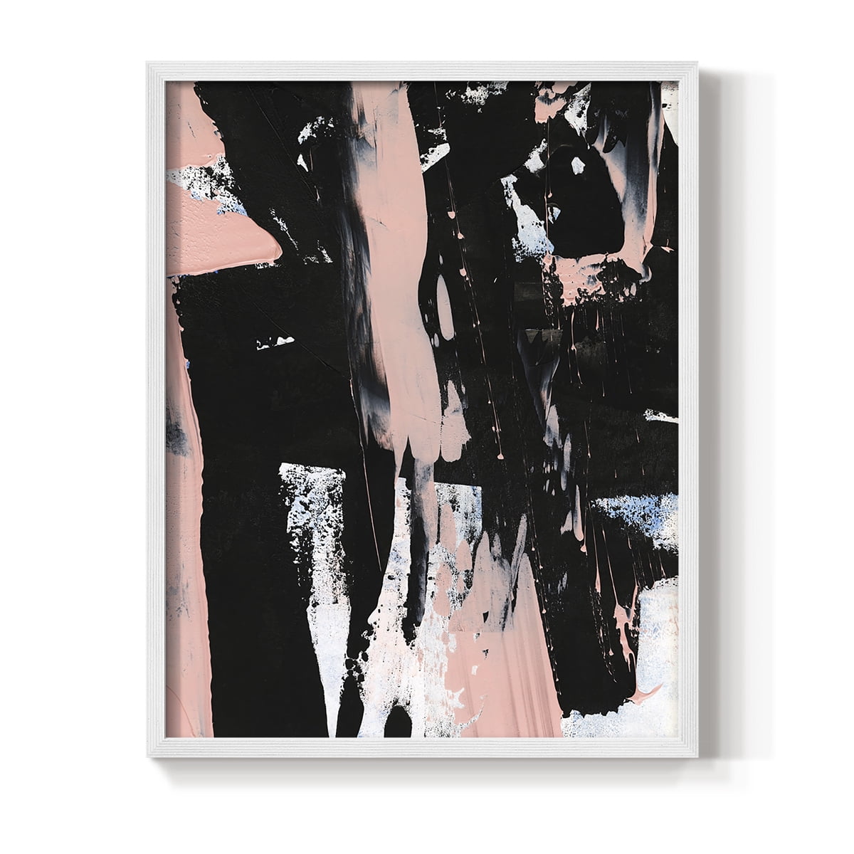 Black & Blush I Framed Print in White Solid Wood Framed Print No Nail Hanging