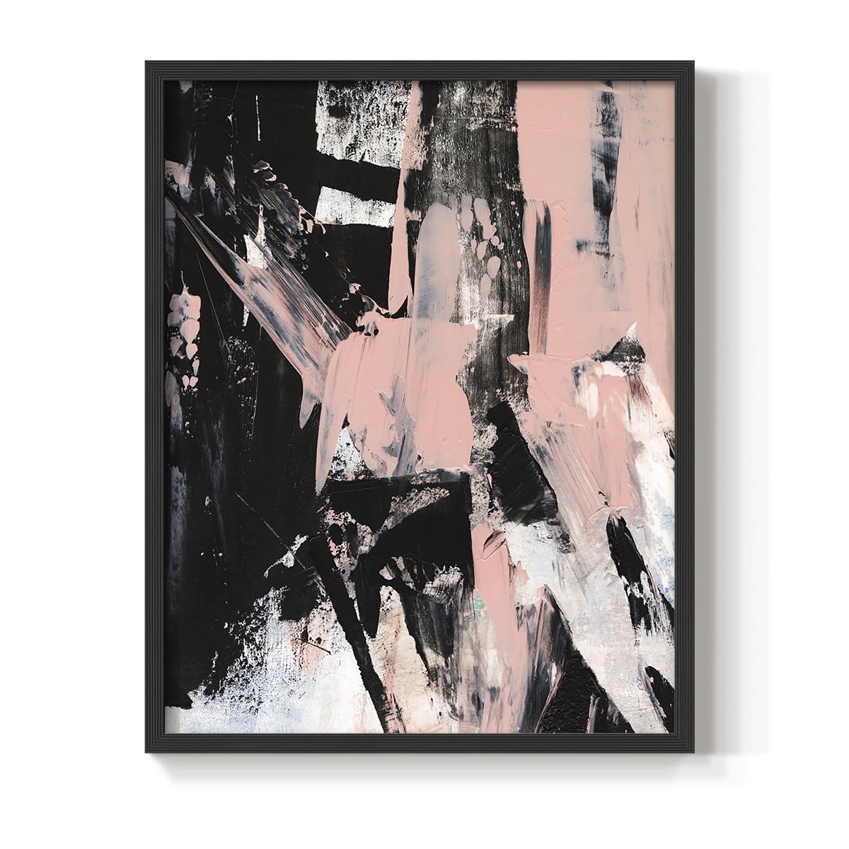 Black & Blush II Framed Print in Black Solid Wood Framed Print No Nail Hanging