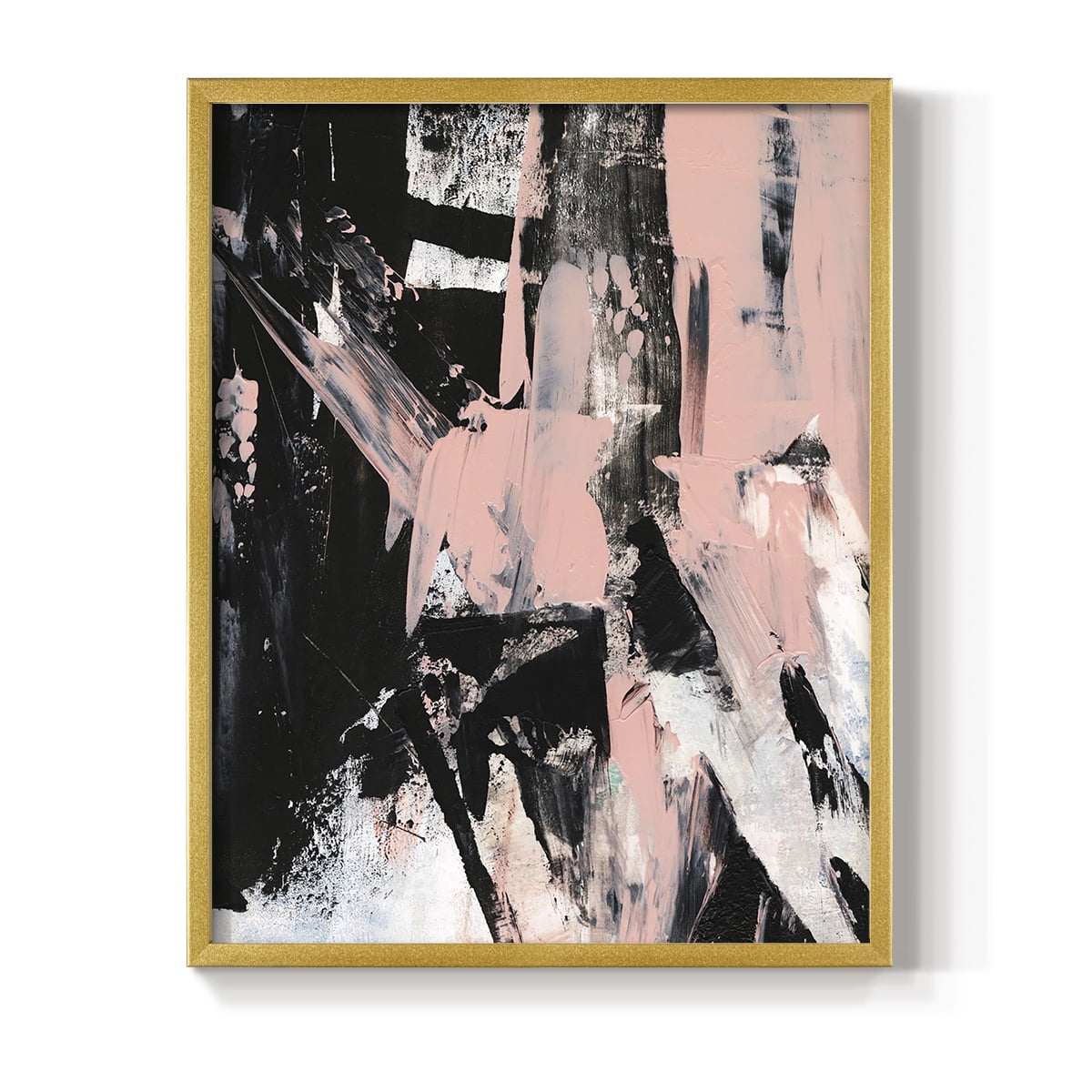 Black & Blush II Framed Print in Gold Solid Wood Framed Print No Nail Hanging