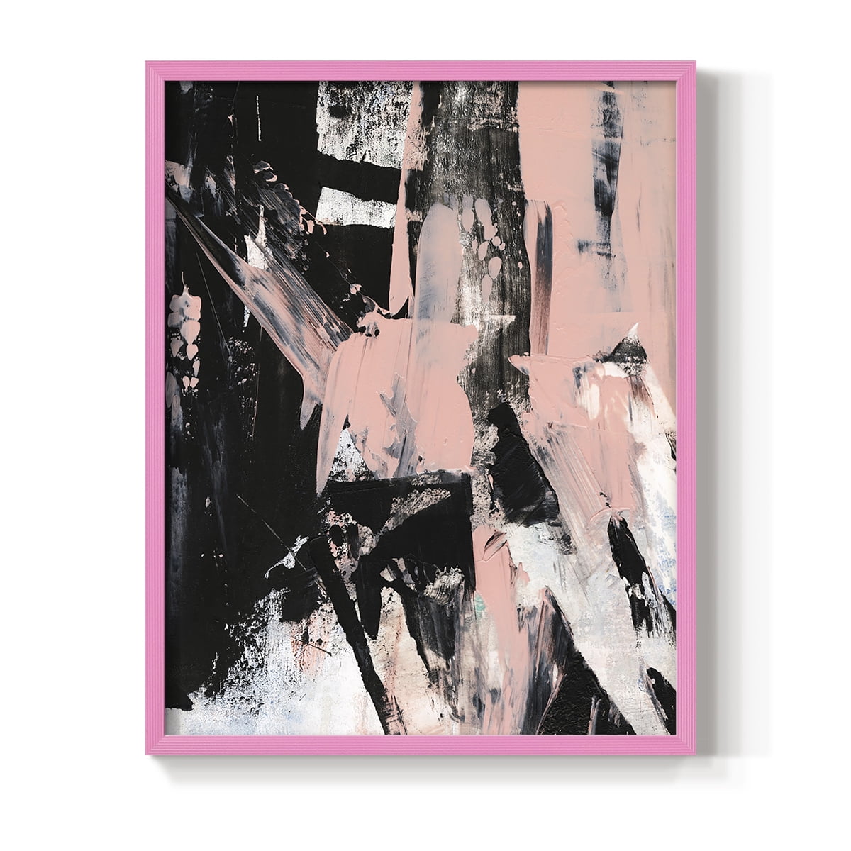 Black & Blush II Framed Print in Pink Solid Wood Framed Print No Nail Hanging
