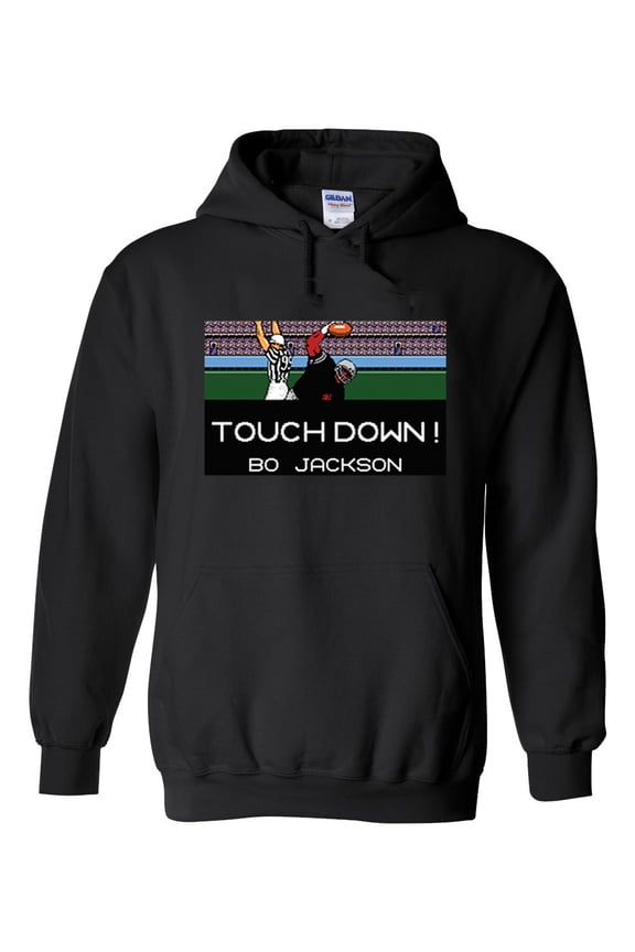 Black Bo Jackson Tecmo Bowl Touchdown PIC Adult 5XL Hooded Sweatshirt