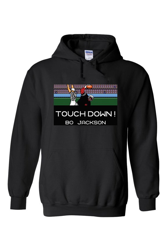 Black Bo Jackson Tecmo Bowl Touchdown PIC Adult Large Hooded Sweatshirt