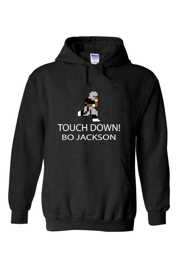 Black Bo Jackson Tecmo Bowl Touchdown Text Adult 2XL Hooded Sweatshirt