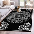 thumbnail image 1 of Black Boho Area Rug 3x5 FT, Non Slip Entryway Bedside Carpet, Retro Farmhouse Neutral Abstract Geometric Washable Soft Floor Carpet Indoor Mat Non-Shedding Throw Rugs for Dorm Kitchen Home Office, 1 of 8