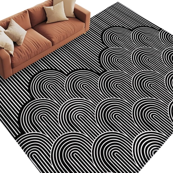 Black Boho Area Rug 6x9 Washable Rug Non Slip Abstract Art Art Deco Modern Geometric Large Area Rug Soft Stainresistant Indoor Floor Carpet for Living Room Bedroom Home Office Dining Room Nursery