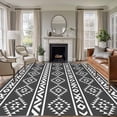 thumbnail image 1 of Black Boho Area Rugs 5'x7', Washable Small Throw Rugs for Laundry Room Playroom, Abstract Geometric Bohemia Ethnic Striped Indoor Outdoor Rug Non-Slip Low Pile Carpet Runner Reversible Floor Mats, 1 of 8