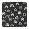 thumbnail image 1 of Black Boho Bohemia Rainbow Hearts Pattern Square Fitted Tablecloth with Elastic Edge,Square Table Cover,Washable Elastic Table Cover for Home Kitchen Party Decor 34"x34", 1 of 6