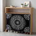 thumbnail image 1 of Black Boho Cabinet Curtain 35"Wx35"L,Dustproof Under Sink Skirt with Self Adhesive Tape,Retro Farmhouse Neutral Abstract Geometric Cabinet Curtain Cover for Kitchen Sink,Bathroom Vanity,Laundry Room, 1 of 9