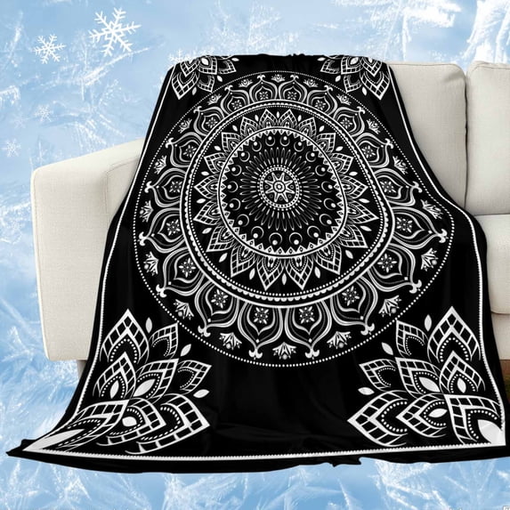Black Boho Cooling Blanket,Lightweight Breathable Summer Throw Blanket with Double Sided Cold Effect,Retro Farmhouse Neutral Abstract Geometric Picnic Blankets Bed Sheet for Hot Sleepers 60"x80"