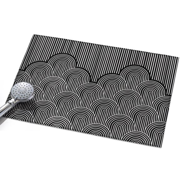 Black Boho Entryway Rug 2x3ft Washable Non Slip Bathroom Rug Low Pile Indoor Floor Front Door Mat Abstract Art Art Deco Modern Geometric Rectangle Area Rugs Carpet for Kitchen Office Dining Room Home