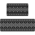 thumbnail image 1 of Black Boho Geometric Kitchen Rugs & Mats 2 Pieces,Black & White Boho Bathroom Rug,Non Slip Cushioned Mat Runner Rug Doormat for Boho Kitchen,Sink,Laundry,Bathroom,Home Decor,17x30+17x47inch, 1 of 6