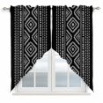thumbnail image 1 of Black Boho Geometric Kitchen Window Curtains, Swag Curtains Valance for Bedroom Living Room Bathroom, Vintage Southwestern Stripes Rod Pocket Window Treatment Curtain Block Drapes 2 Panels 28"x36", 1 of 9