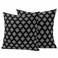 thumbnail image 1 of Black Boho Geometric Outdoor Waterproof Pillow Covers, Retro Simple Ethnic Abstract Motifs Decorative Square Throw Pillowcase Sofa Cushion Sham for Patio/Couch/Chair, 18"x18" 2 Pack, 1 of 8