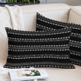 thumbnail image 1 of Black Boho Geometric Pillow Covers King, Abstract Art Dots Striped Soft Brushed Microfiber Breathable Throw Pillow Covers, Pillowcase with Zipper for Couch Sofa Bedroom Living Room 20"x36", 1 of 9