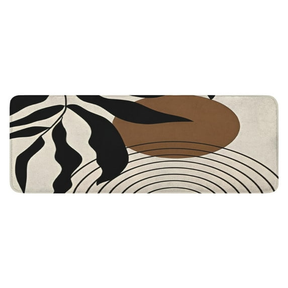 Black Boho Geometric and Plant Pattern Kitchen Rug Mat,Kitchen Runner Rugs Non Skid Washable,Decorative Kitchen Floor Mats for Kitchen,Sink,Laundry,17"x47.2"