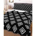 thumbnail image 1 of Black Boho Geometric Queen Size Down Alternative Comforter,Lightweight Comforter Quilt Bedding Set with Pillow Shams Retro Simple Ethnic Abstract Motifs All Seasons Bed Comforter Duvet Insert 90"x96", 1 of 7