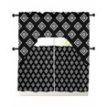 thumbnail image 1 of Black Boho Geometric Swag Curtains for Living Room/Bedroom Windows, Retro Simple Ethnic Abstract Motifs Kitchen Curtains and Valances Set 36 Inch Length, Light Filtering Swags Valance Curtain Panels, 1 of 5