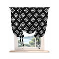 thumbnail image 1 of Black Boho Geometric Tie Up Curtains for Windows 63 Inch Length Balloon Curtains Kitchen Adjustable Balloon Window Shade Retro Simple Ethnic Abstract Motifs Tie Up Bathroom Curtain Window 46"x63", 1 of 6