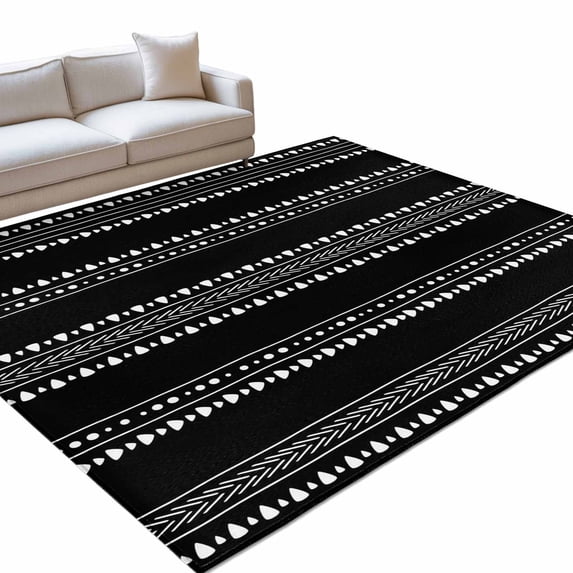Black Boho Geometric Washable Rug 2.7x5 Area Rug for Living Room ...