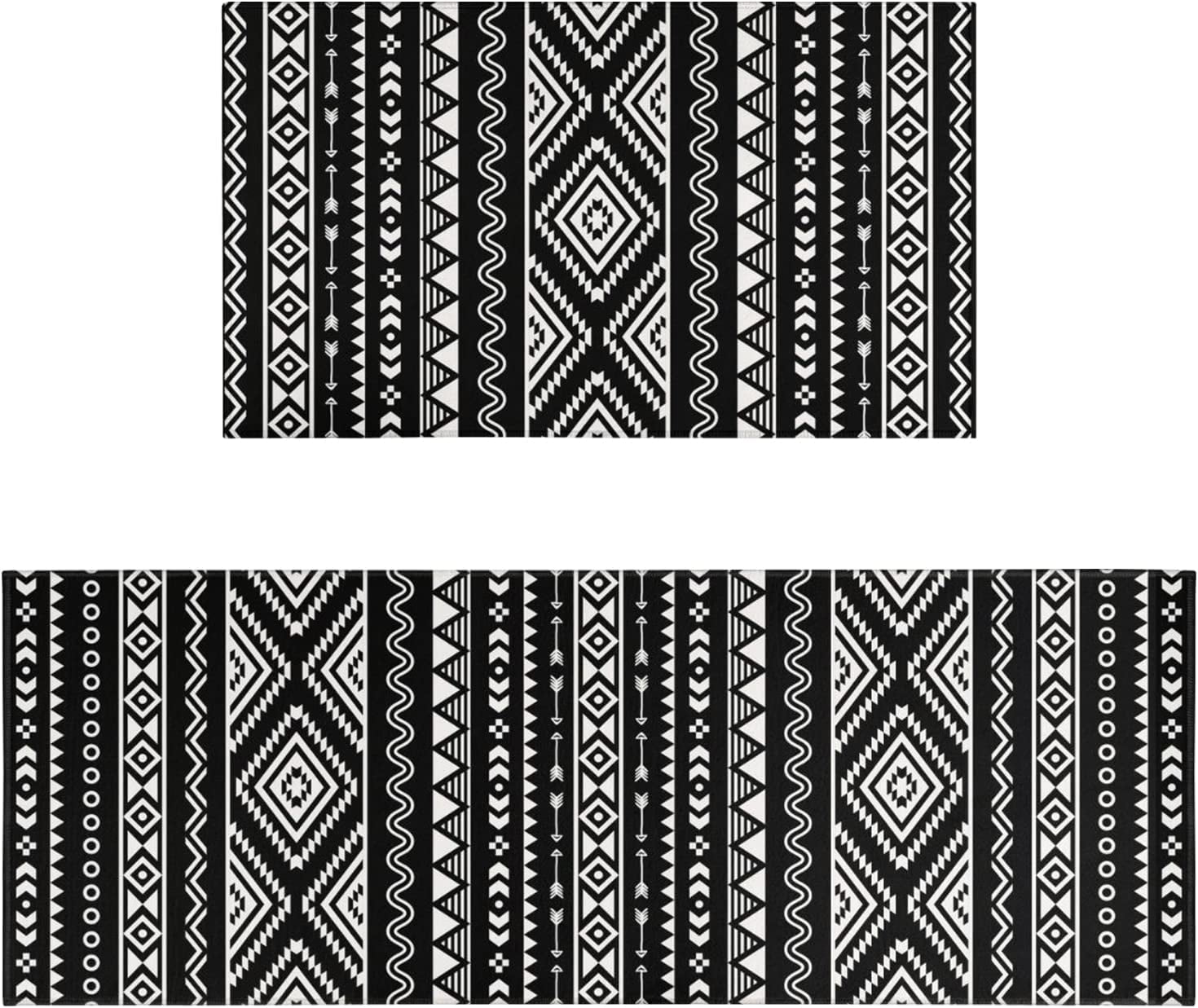 Black Boho Kitchen Rug Mat Black and White Kitchen Rugs Sets of 2 ...
