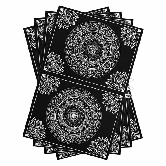 Black Boho Kitchen Towels Set of 4, Water Absorbent Dish Towel, Retro Farmhouse Neutral Abstract Geometric Decorative Hand Towels - Quick Drying Cloth for Cooking Baking, 18x28 Inch