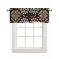 thumbnail image 1 of Black Boho Kitchen Valances for Windows Farmhouse Linen Window Valance Curtain for Living Room Window Treatment Ethnic Country Colorful Abstract Floral Motifs Valance Rod Pocket Topper, 60 x 18 Inch, 1 of 6