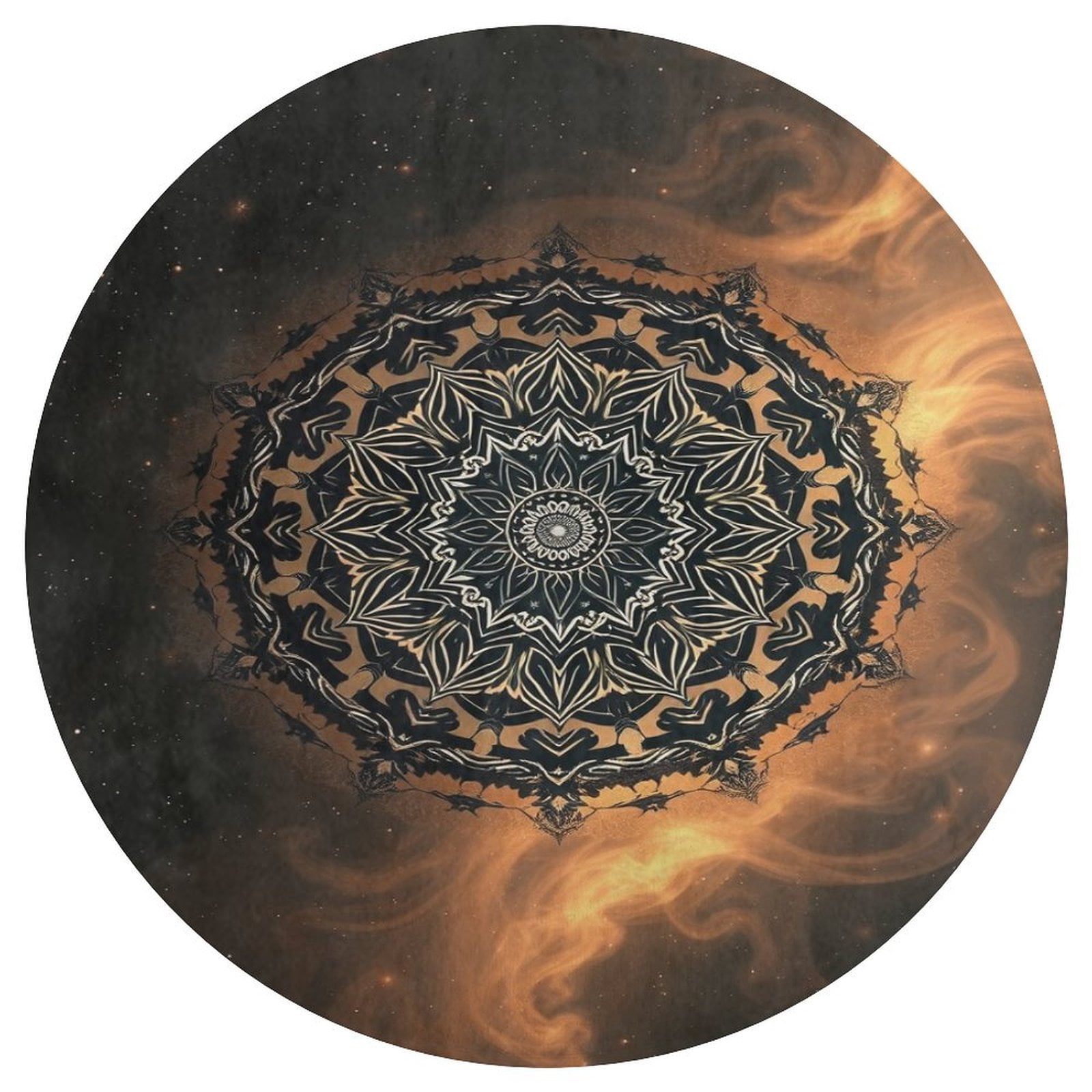 Black Boho Mandala Round Carpet Living Room Carpet Modern And Stylish ...