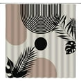 thumbnail image 1 of Black Boho Mid Century Shower Curtain Modern Minimalist Geometric Abstract Sun Arch Terracotta Aesthetic Fabric Bathroom Curtain with Hook, 1 of 4