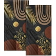 thumbnail image 1 of Black Boho Modern Kitchen Towels Set of 2 Abstract Mid Century Soft Absorbent Face Towels Retro Gold Leaves Tea Dish Towels Housewarming Gifts for New Home Bathroom Hotel 14"x28", 1 of 6
