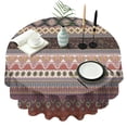 thumbnail image 1 of Black Boho Oriental Flowers and Paisleys Pattern Round Tablecloth 60"x60",Wrinkle Wipeable Table Cloth for Kitchen Dining Room Picnic Patio Party, 1 of 6