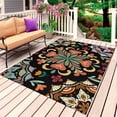 thumbnail image 1 of Black Boho Outdoor Rug for Patio/Deck/Porch, Non-Slip Large Area Rug 4 x 6 Ft, Ethnic Country Colorful Abstract Floral Motifs Indoor Outdoor Rugs Washable Area Rugs, Camping Rug Carpet Runner, 1 of 8