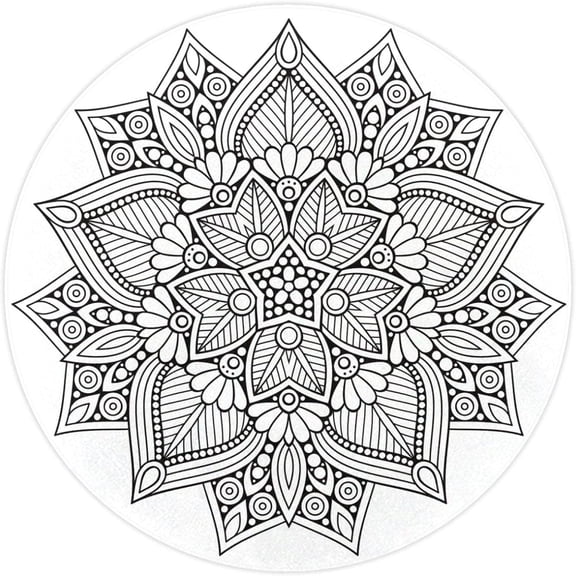 Black Boho Pattern Round Area Rug Non-Slip Floor Mats Polyester Throw Rugs Floor Carpet for Door Entryway Bedrooms Living Room Decor, 27.6"x27.6"