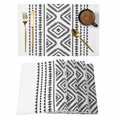 thumbnail image 1 of Black Boho Placemats Set of 4, Vintage Southwestern Geometric Stripes Placemats for Dining Table, Place Mats for Kitchen Tabletop, Waterproof Wipeable Dining Table Mats Set, 1 of 9